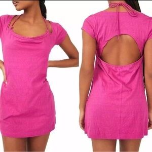 Free People Vivi Pink Open Back Mini Dress Sz XS
